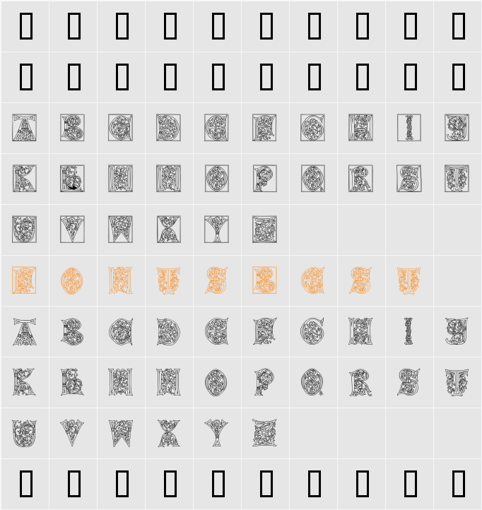 Rebuscada Caps Character Map