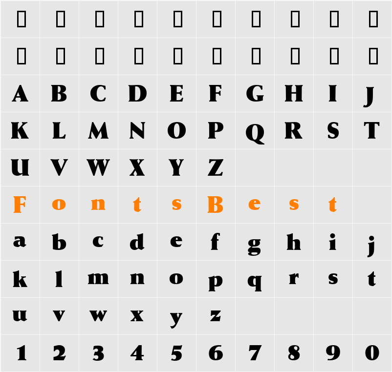 WeinAntikBlkDB Character Map