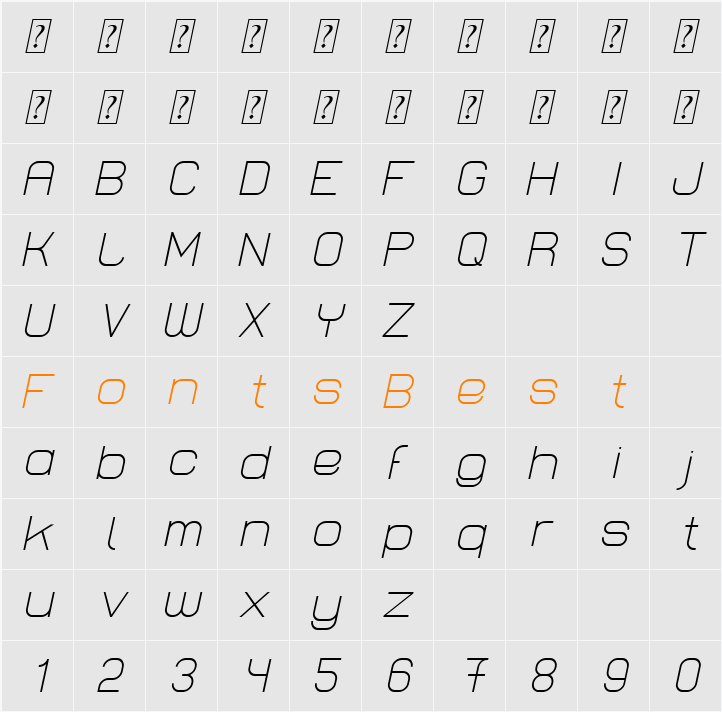 Lastwaerk light Character Map
