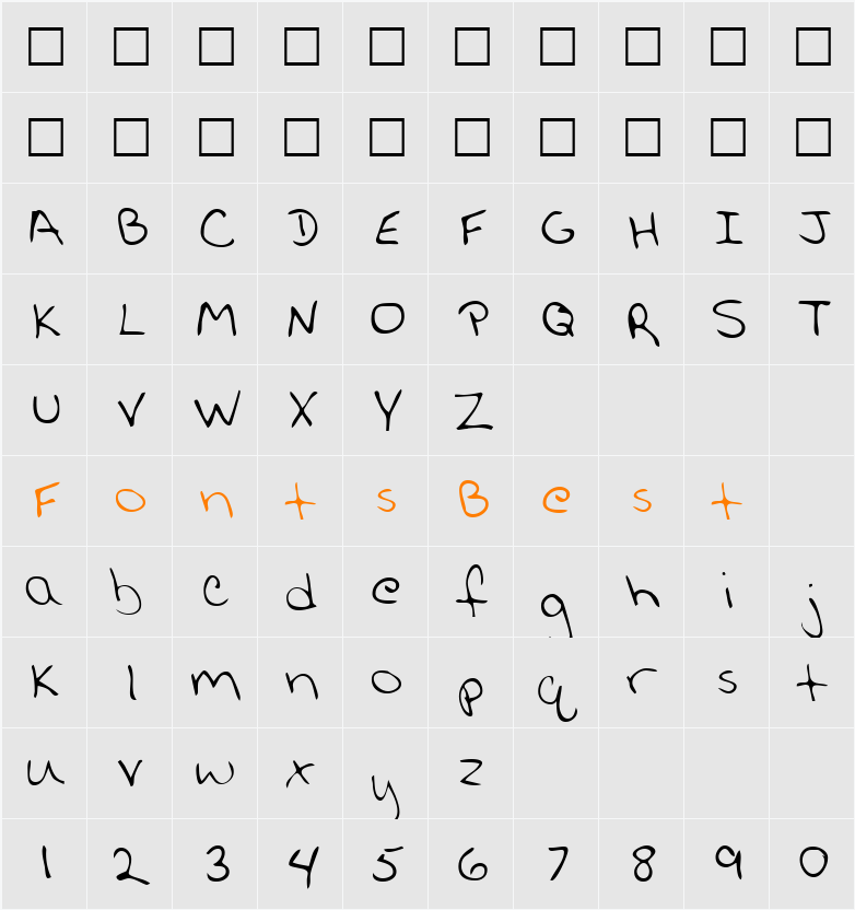 LisasHand Character Map