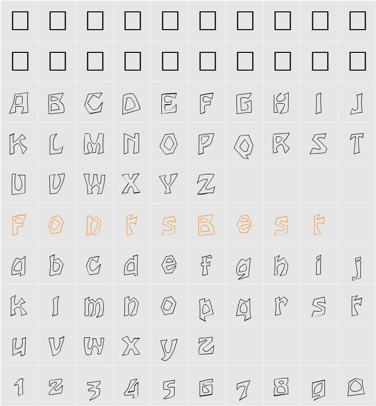 FZ JAZZY 12 HOLLOW Character Map