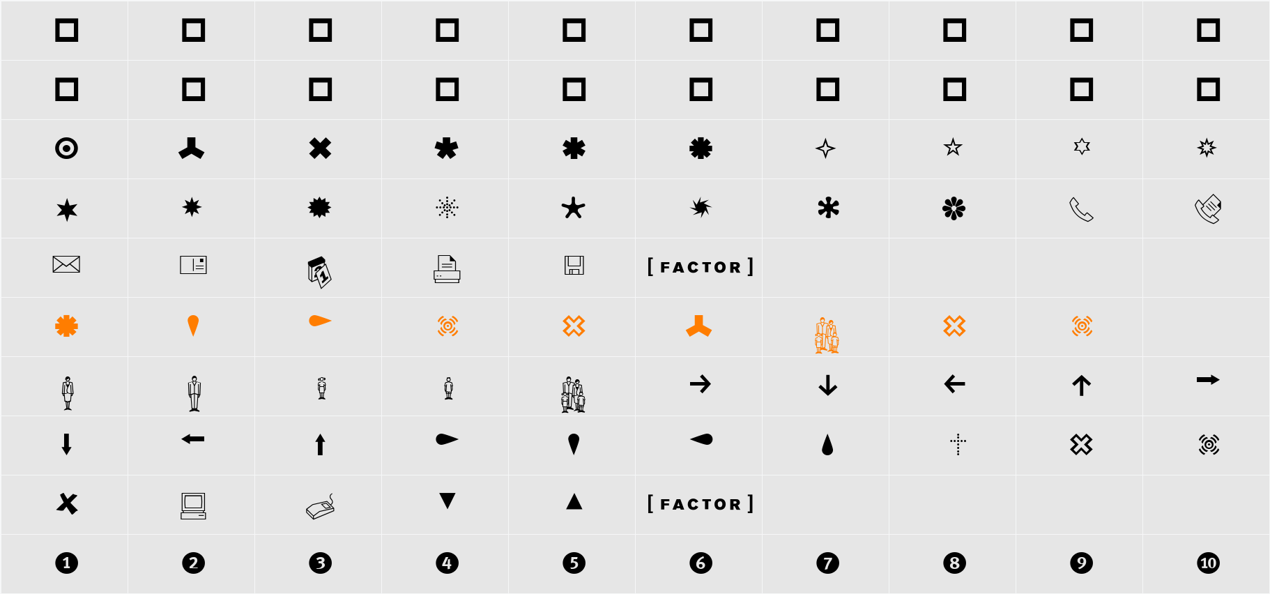 Dingbests-Regular Character Map