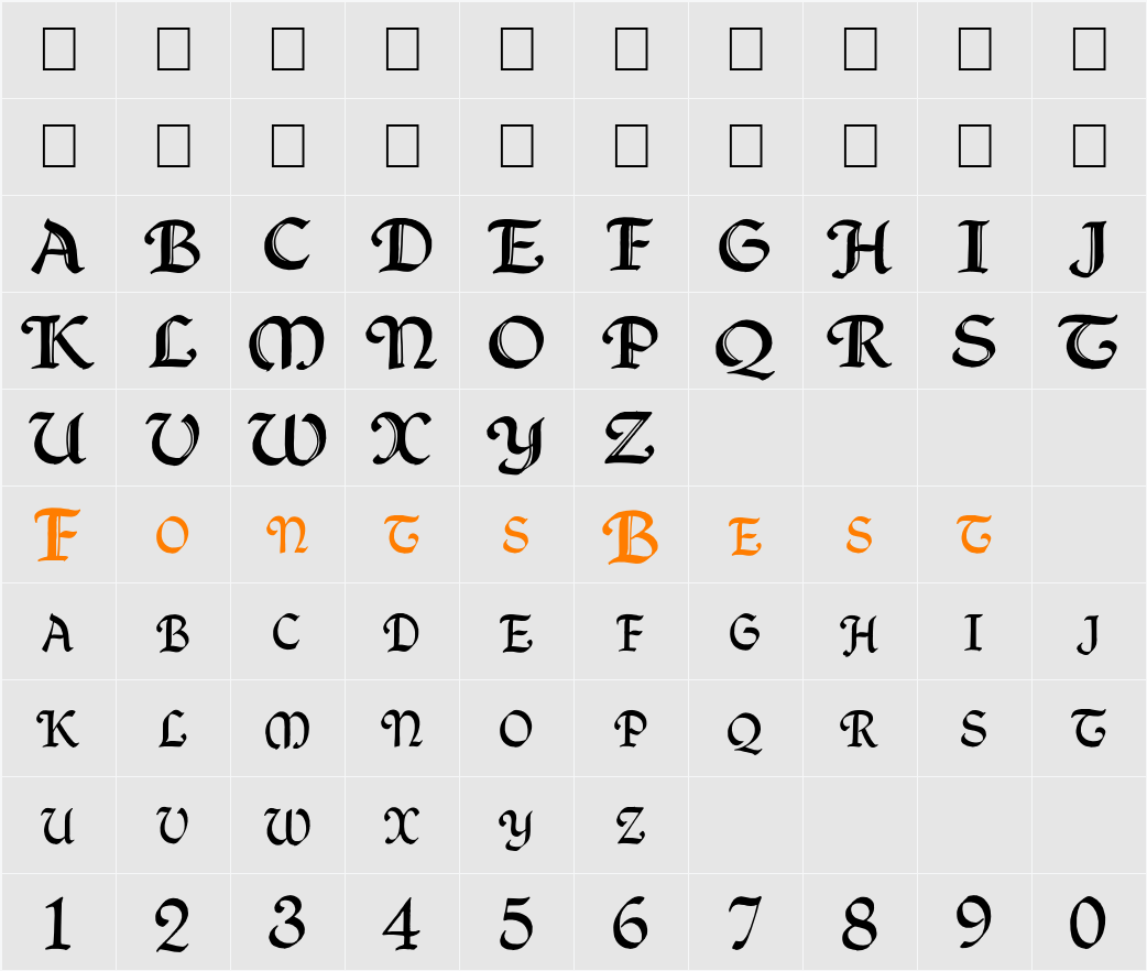 QuillCapitals Character Map