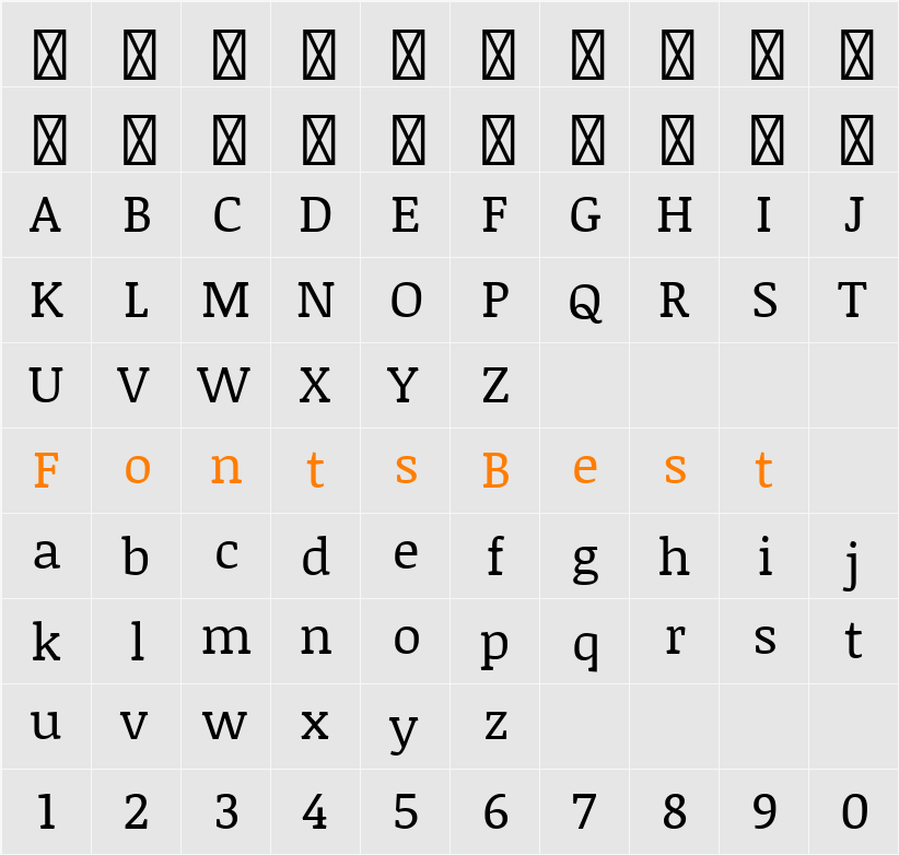 Noticia Text Character Map