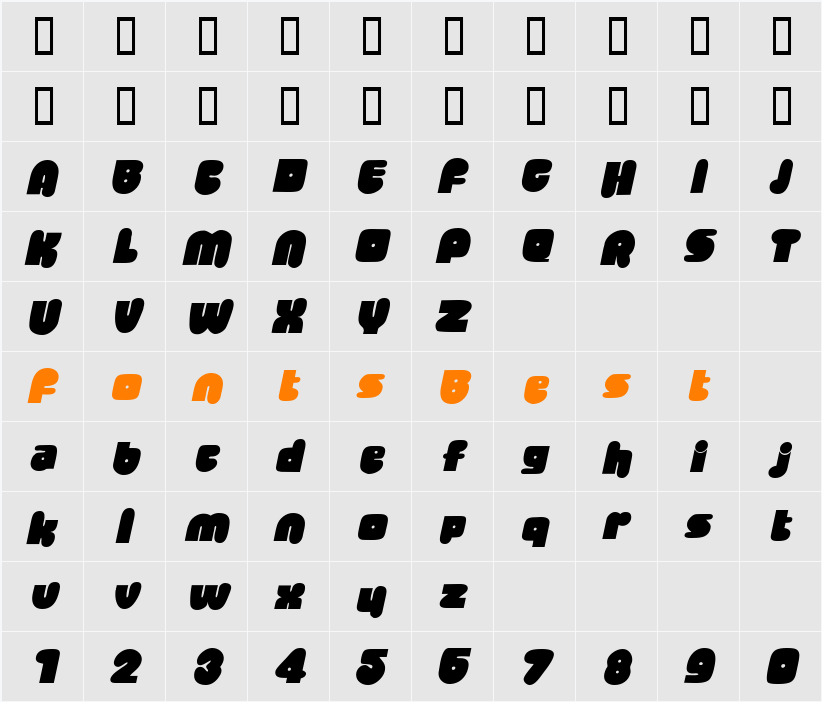 Jellybean Character Map