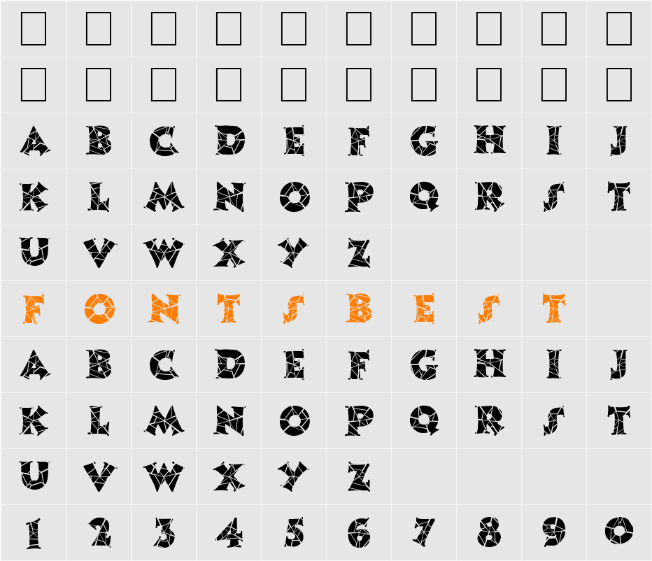 FZ JAZZY 13 CRACKED Character Map