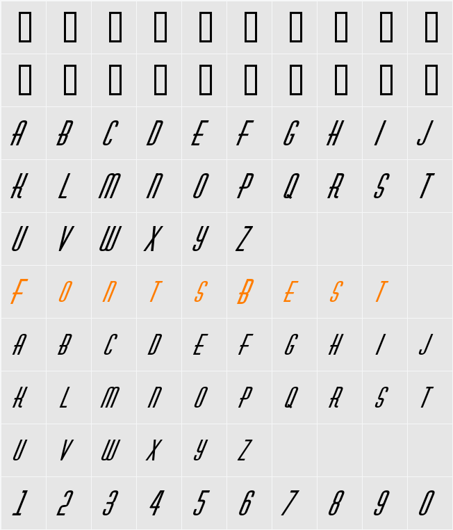 a_HuxleyCaps Character Map