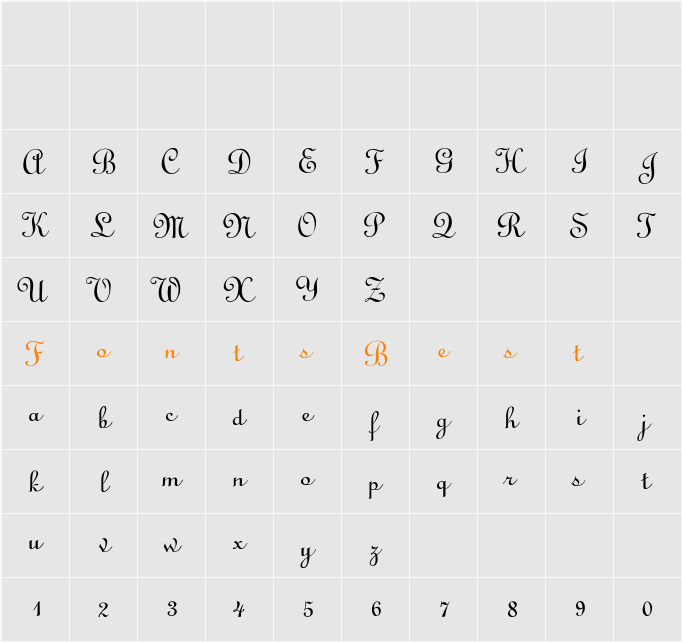 Linoscript-Light Character Map