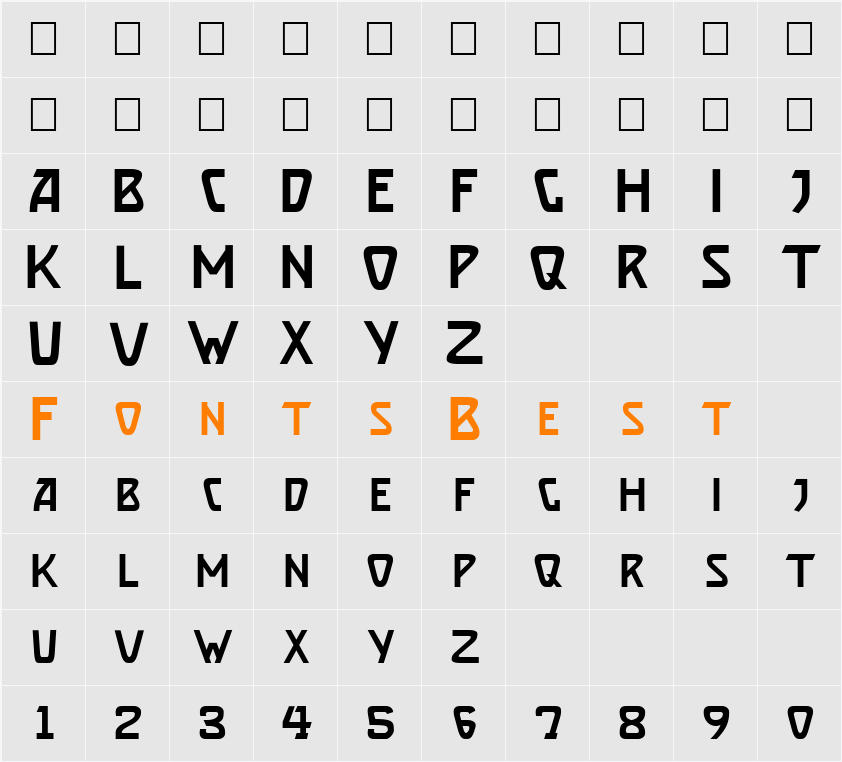Brassett Character Map