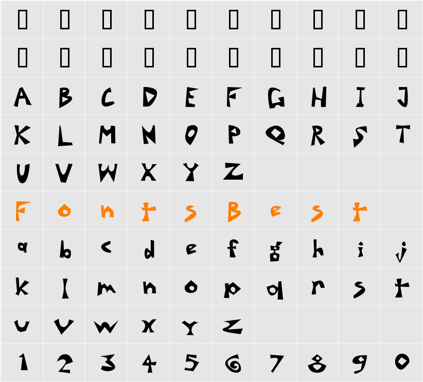 Speed Bump Character Map