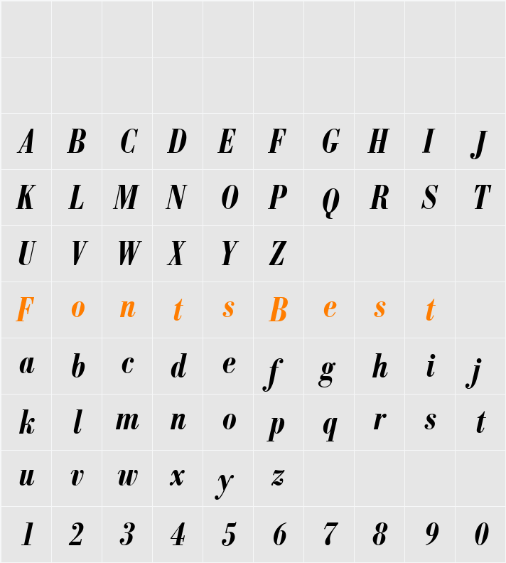 Bodoni BE Character Map