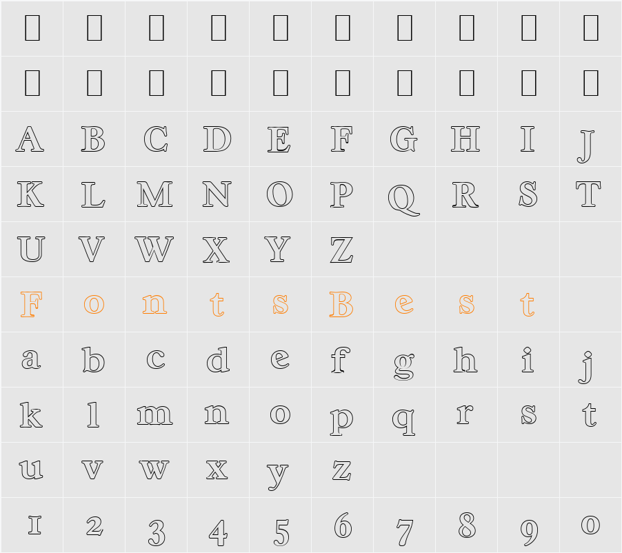 WilliamBeckerOutline Character Map