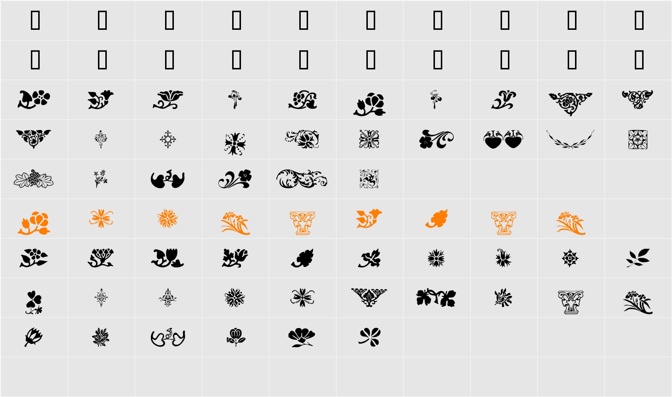 Printers Ornaments One Character Map