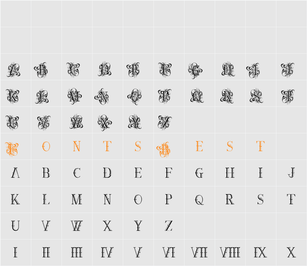 Ornamental Versals Character Map