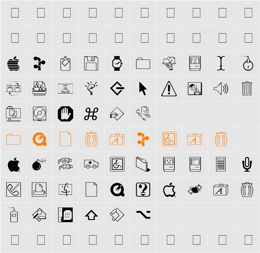 Mac Dingbats Character Map