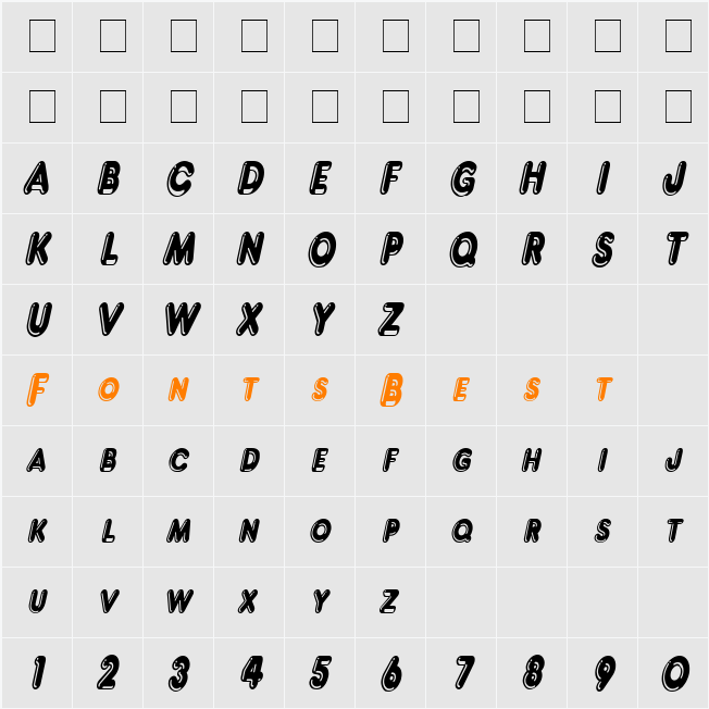 Francis High Lighted Condensed Character Map