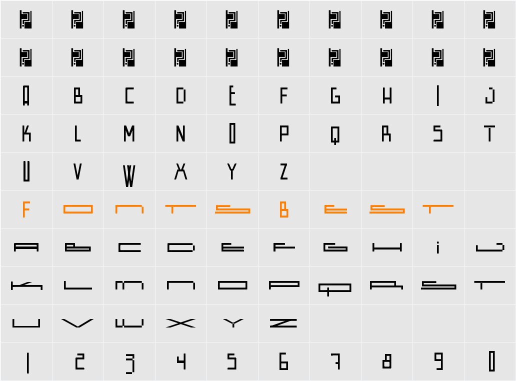 Wide Square Character Map