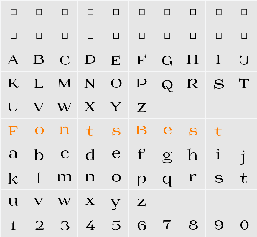 Prida01 Character Map