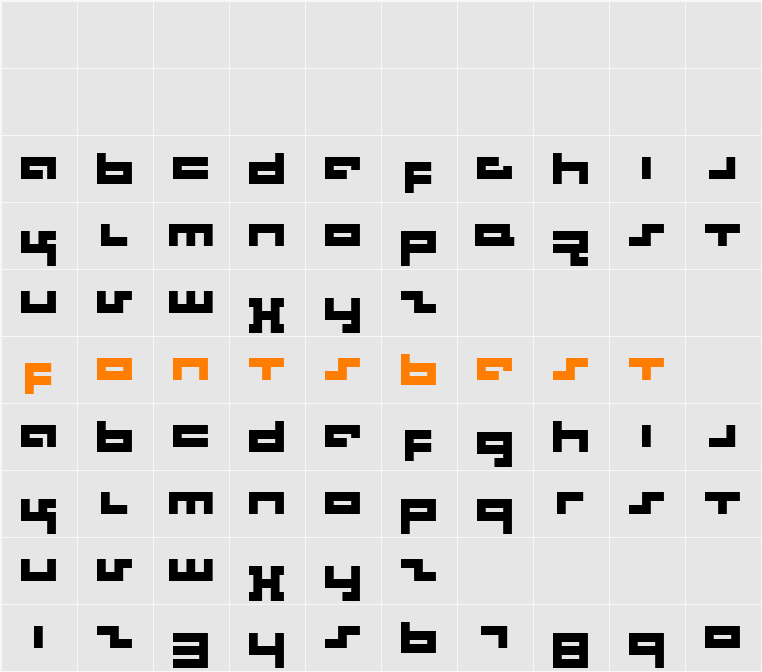 Rotek Character Map