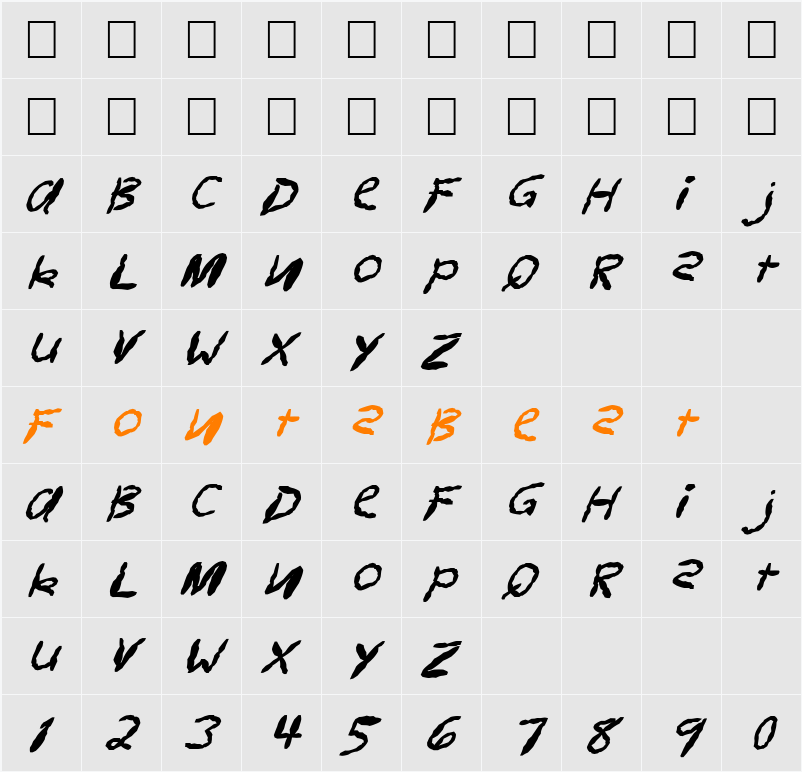 FZ HAND 11 MANGLED ITALIC Character Map