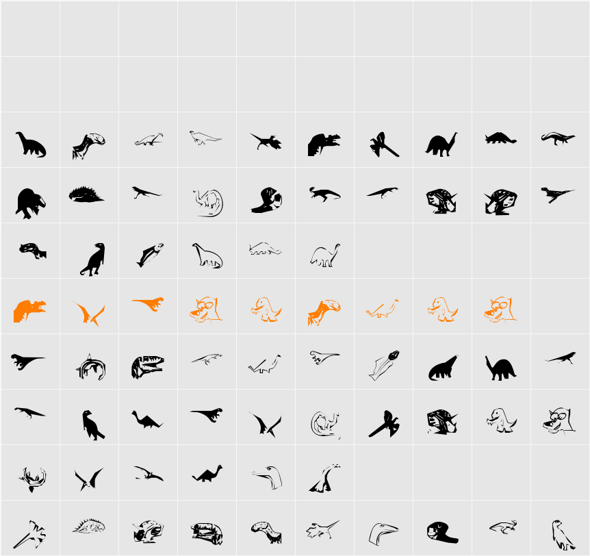 DinosFragments Character Map