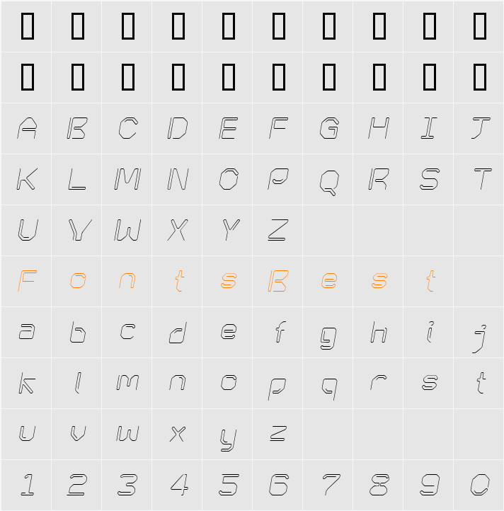 KneeonLight Italic Character Map