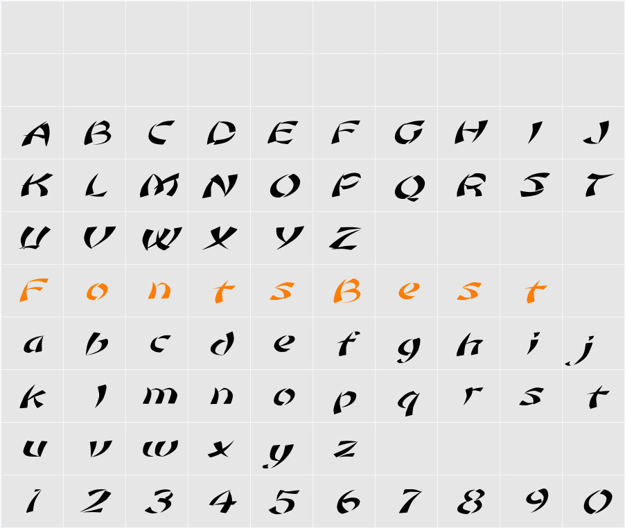 Rickshaw Ex Italic Character Map
