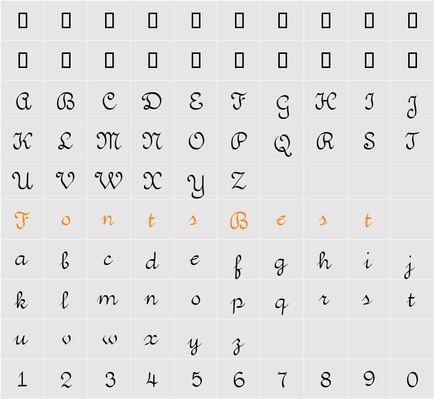 VunderScript Character Map