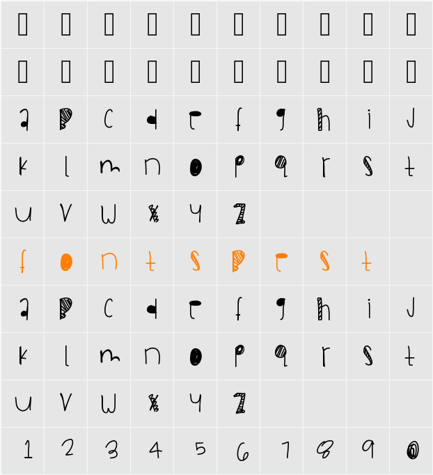SpizikeHand Character Map