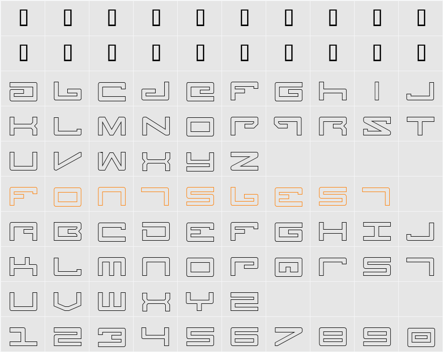 Legion Outline Character Map