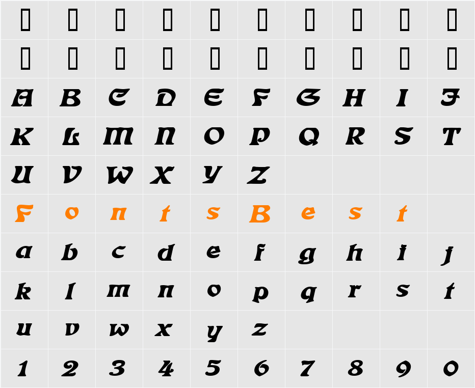 Freedom Extended Character Map