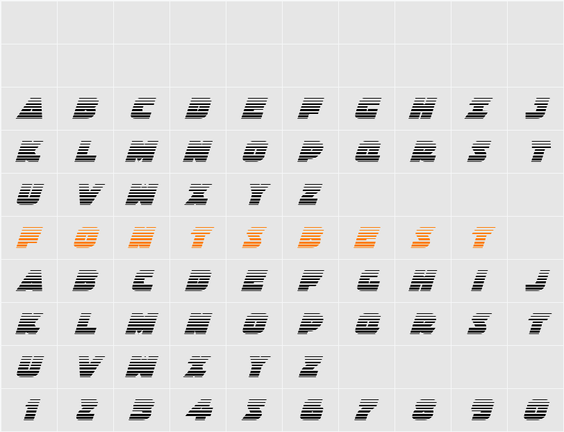Jedi Special Forces Gradient Italic Character Map