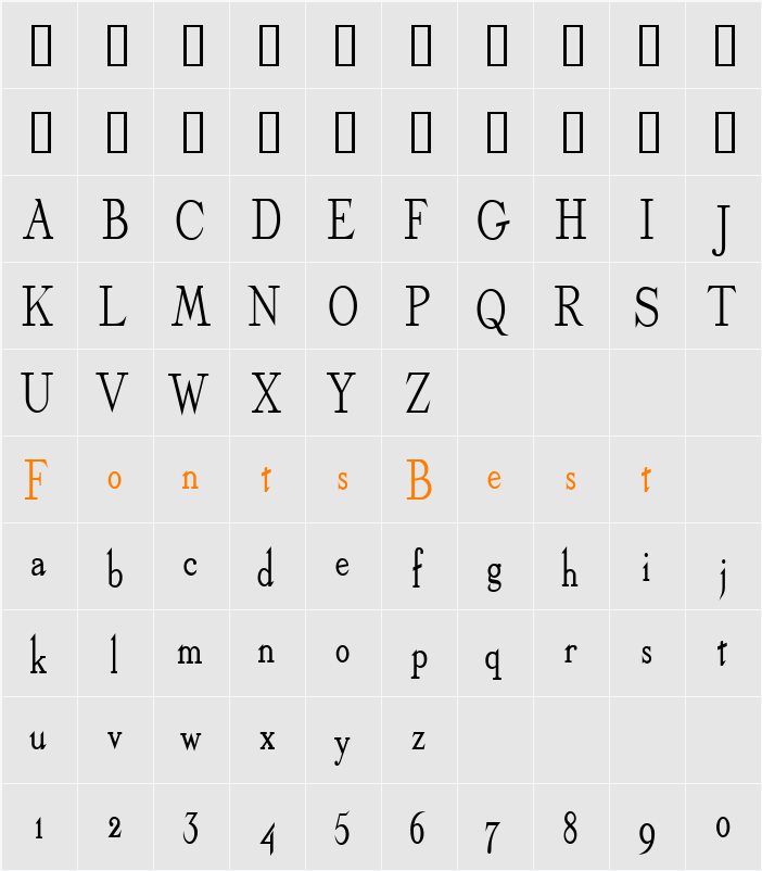 Olympus-Condensed Character Map