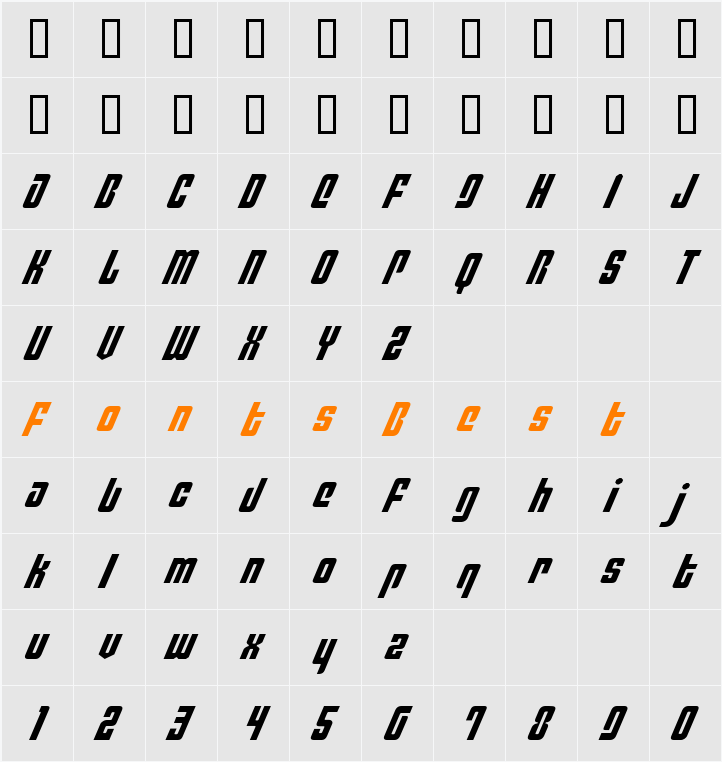 Philadelphia Italic Light Character Map