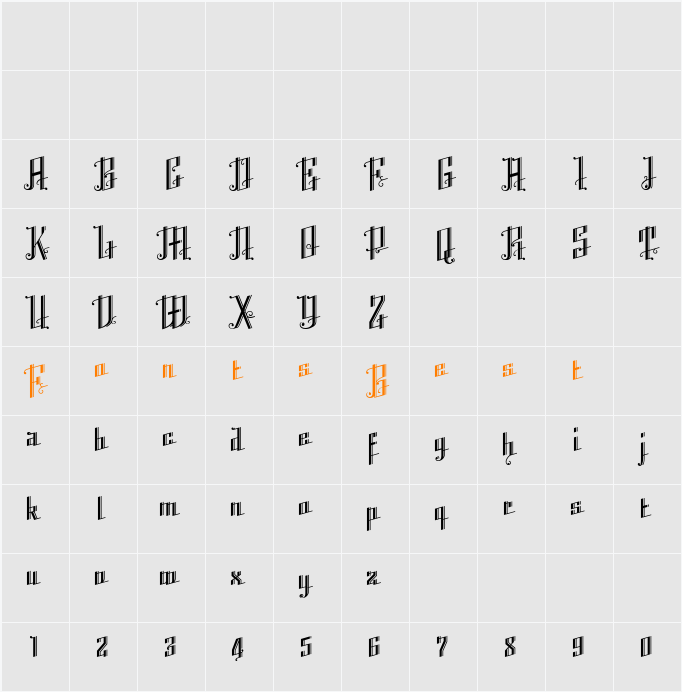 K22 Angular Text Character Map