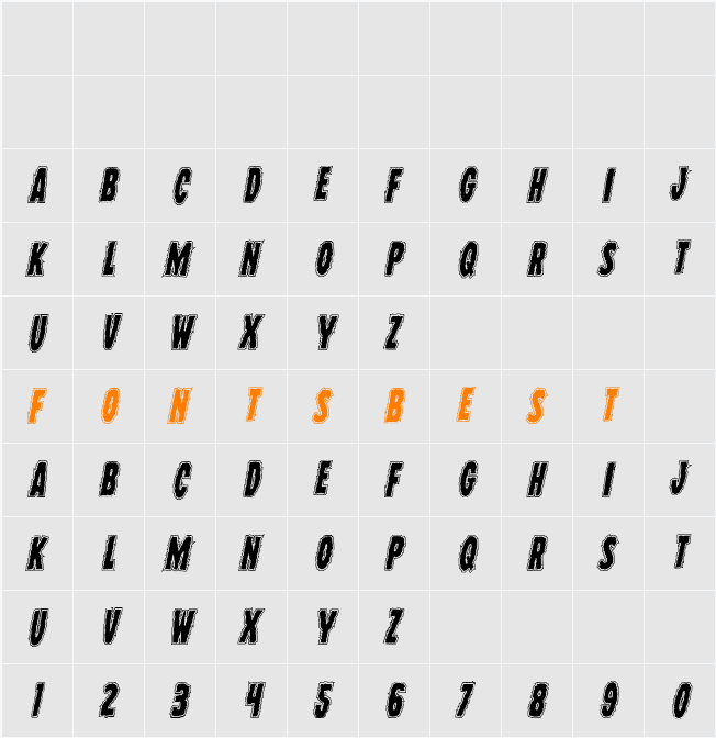 Wolf Brothers Academy Italic Character Map