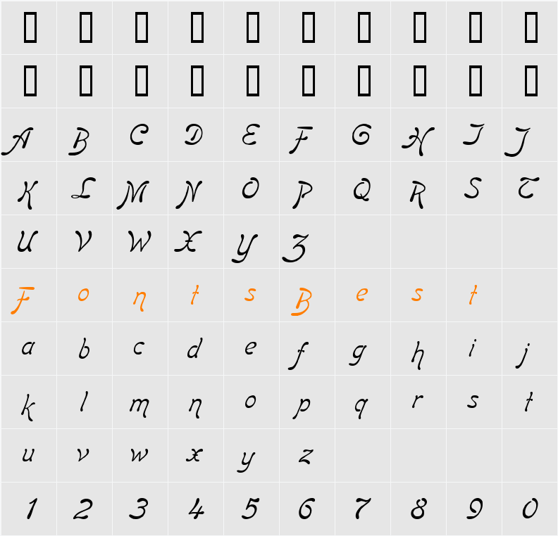 Boomerang Character Map