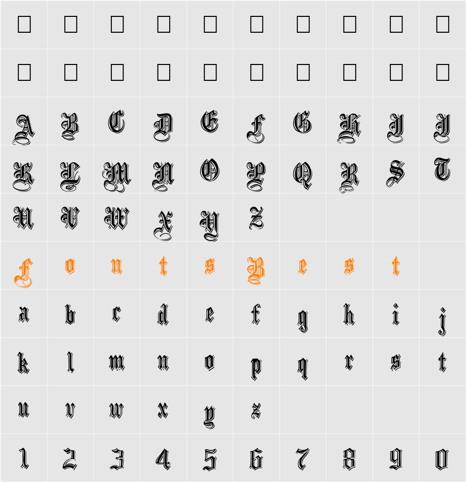 EmbossedBlack Character Map