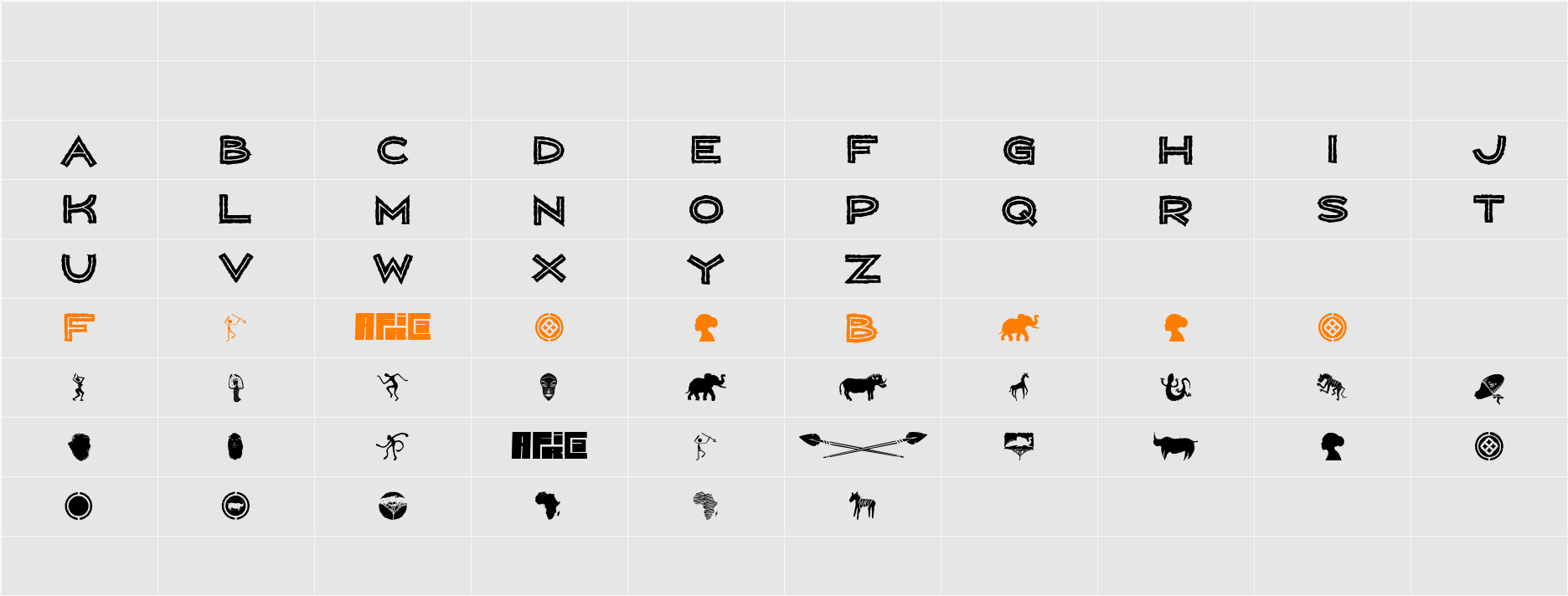 WILD AFRICA Character Map