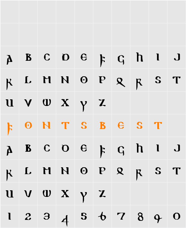 ReadableGothic Character Map