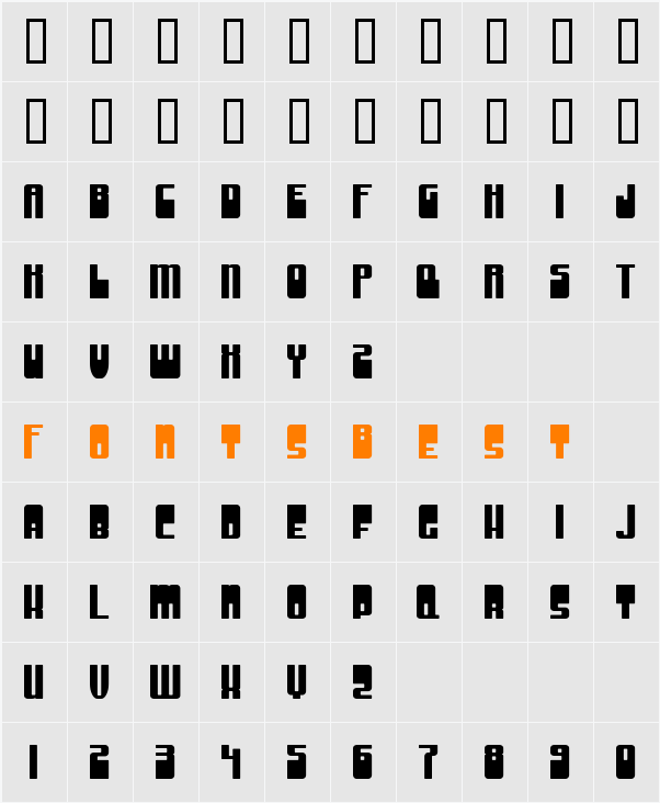 Groove Machine Upright Character Map
