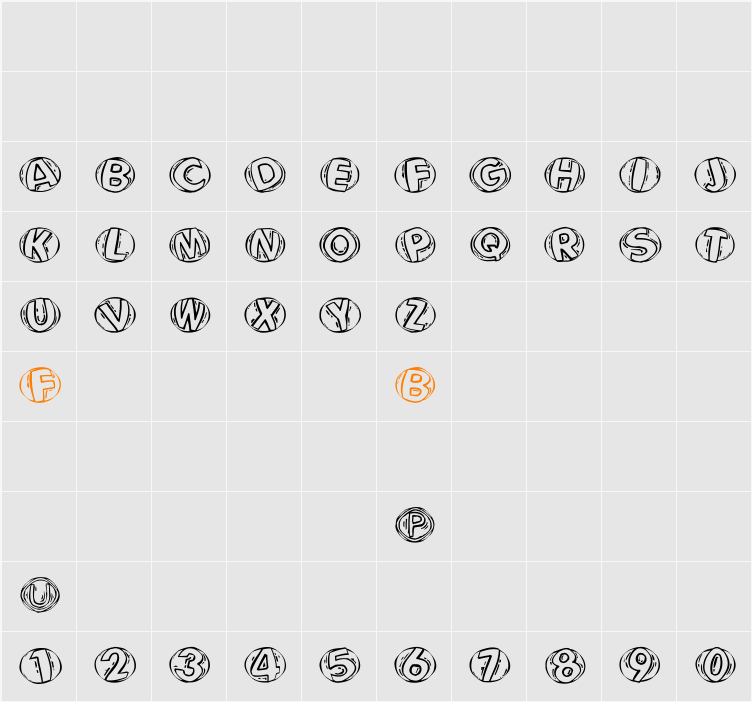 WoodcuttedCapsFS Character Map