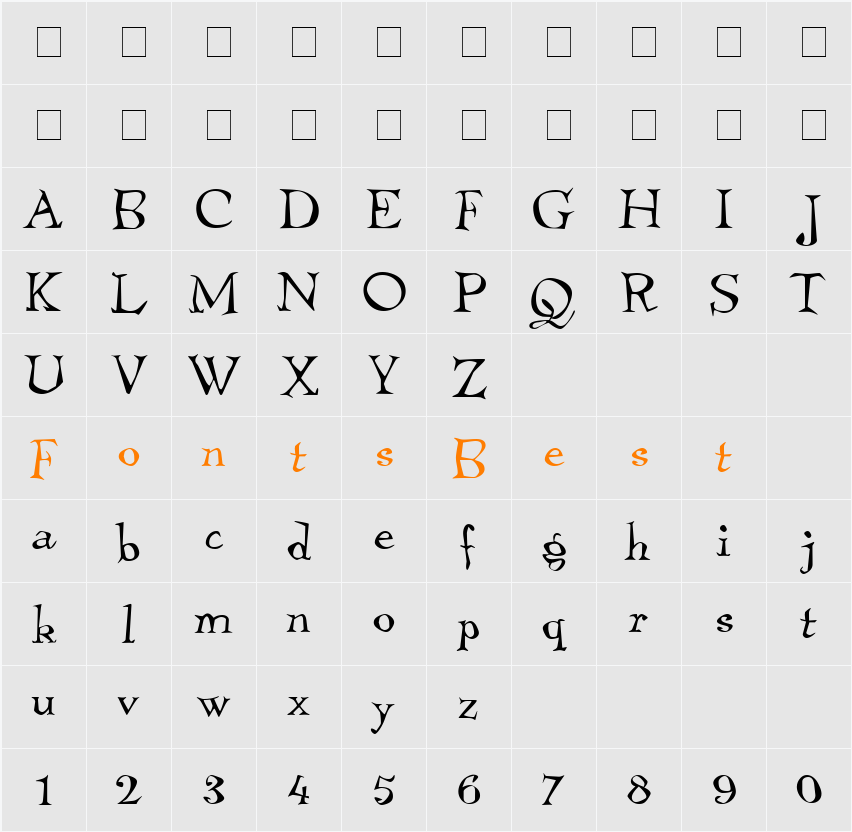 Temble ITC Character Map