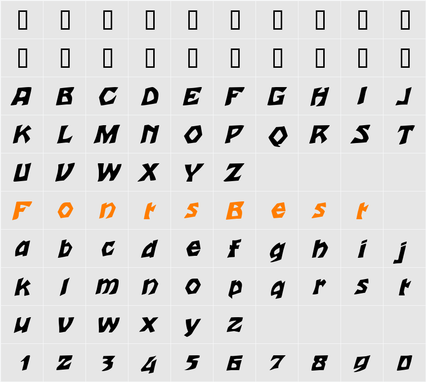 Talon Character Map