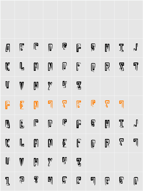 RussianLine Character Map