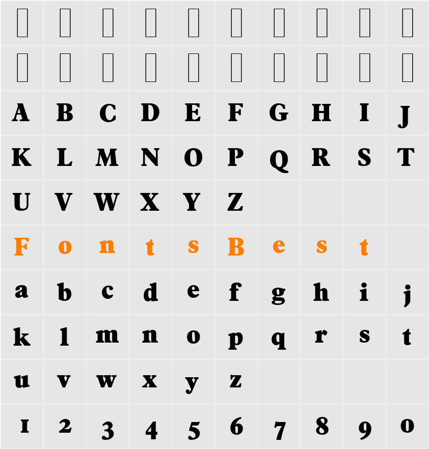 FranciscoSerial-Heavy Character Map