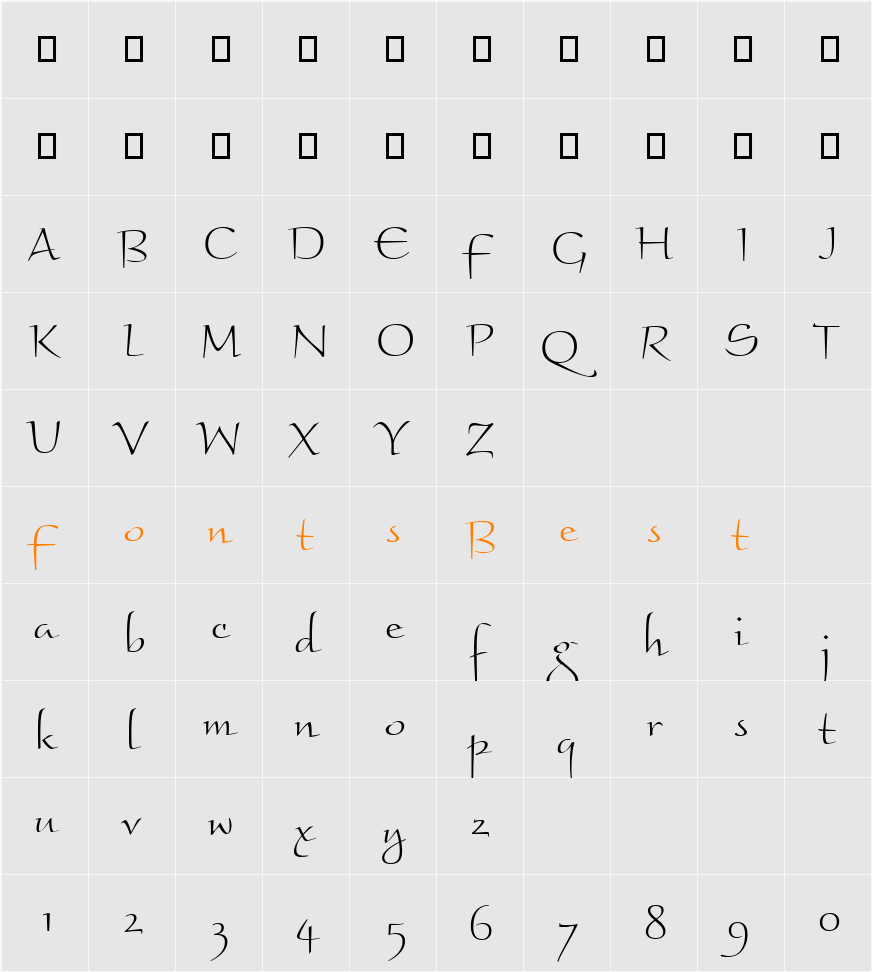 BraganzaLtITC TT Character Map