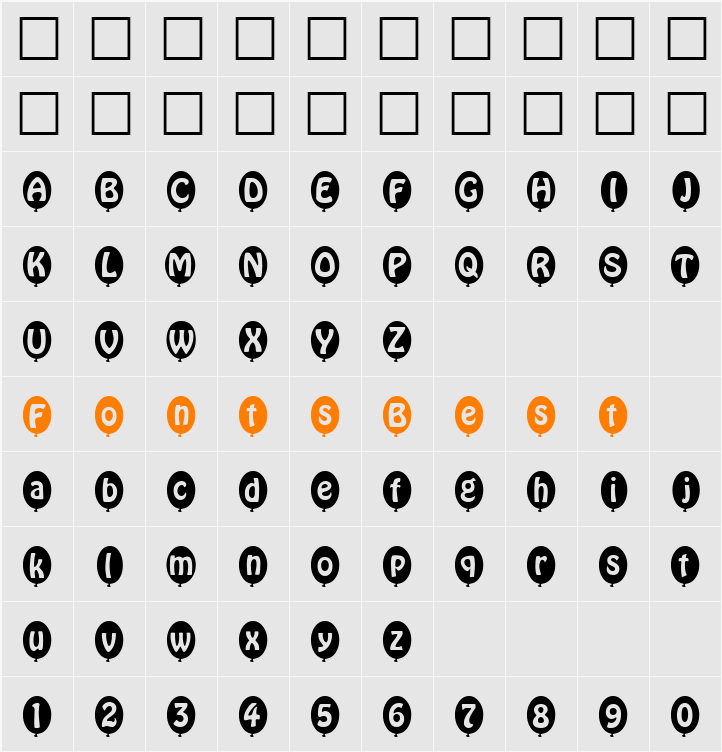 SP Ballon DB Character Map