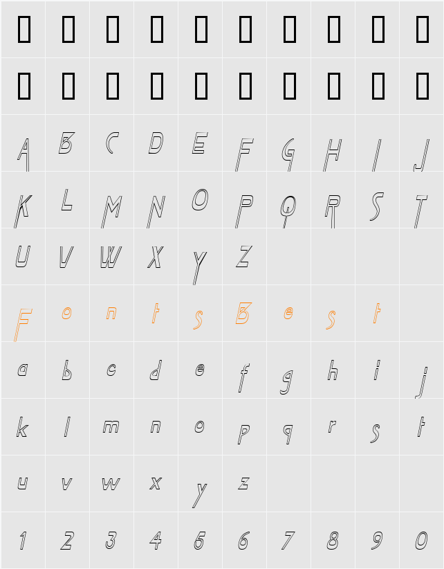 Tablet-Hollow-Condensed Character Map