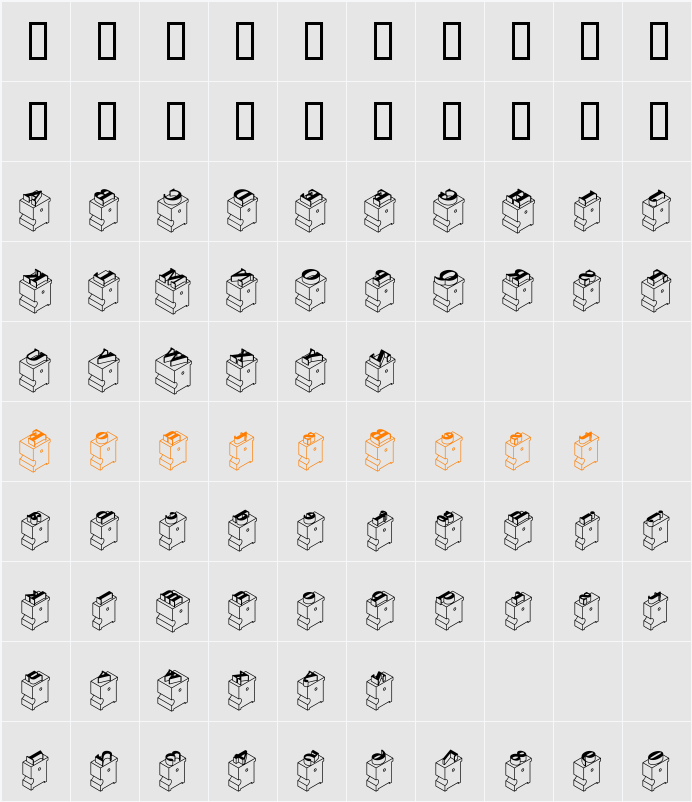 LeadTypeRightInked Character Map